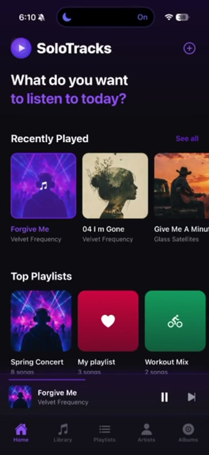 SoloTracks app screenshot